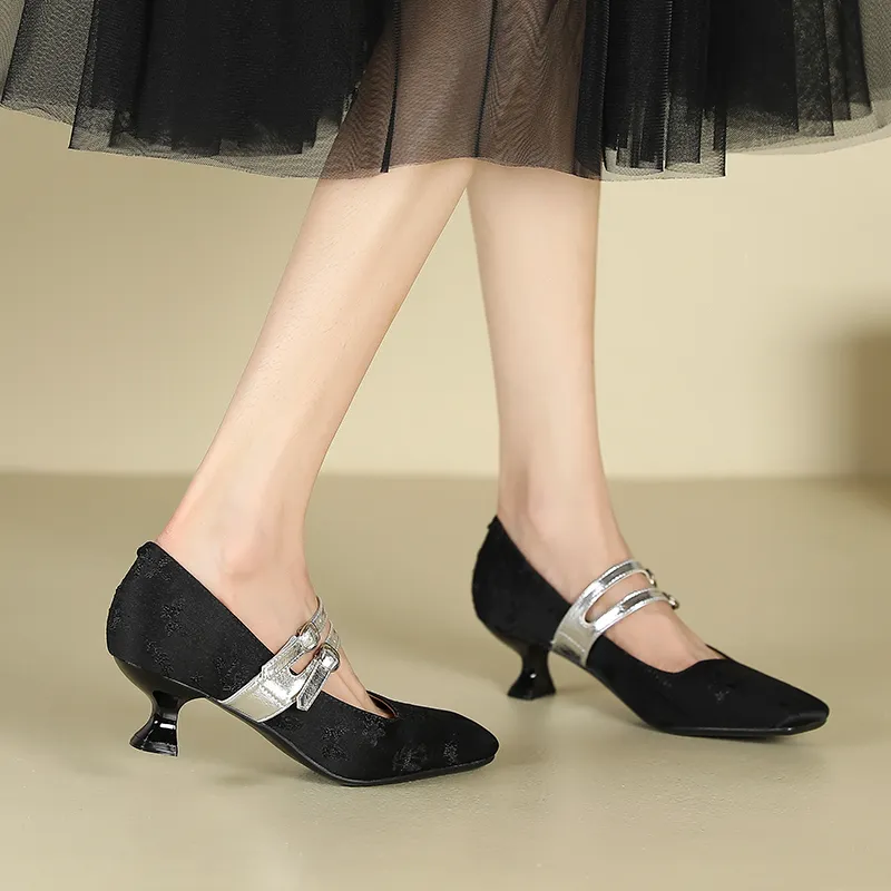 Zubumei Slim Heel High Heels 4CM Women's-4