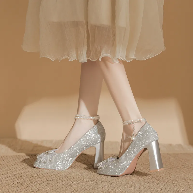 Zubumei High Heels Women's Silver, Champagne-4