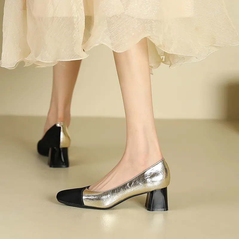 Zubumei Chunky Heel High Heels 5CM Women's-4
