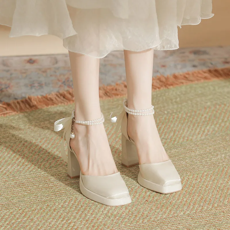 Zubumei Chunky Heel High Heels 7CM Women's-8