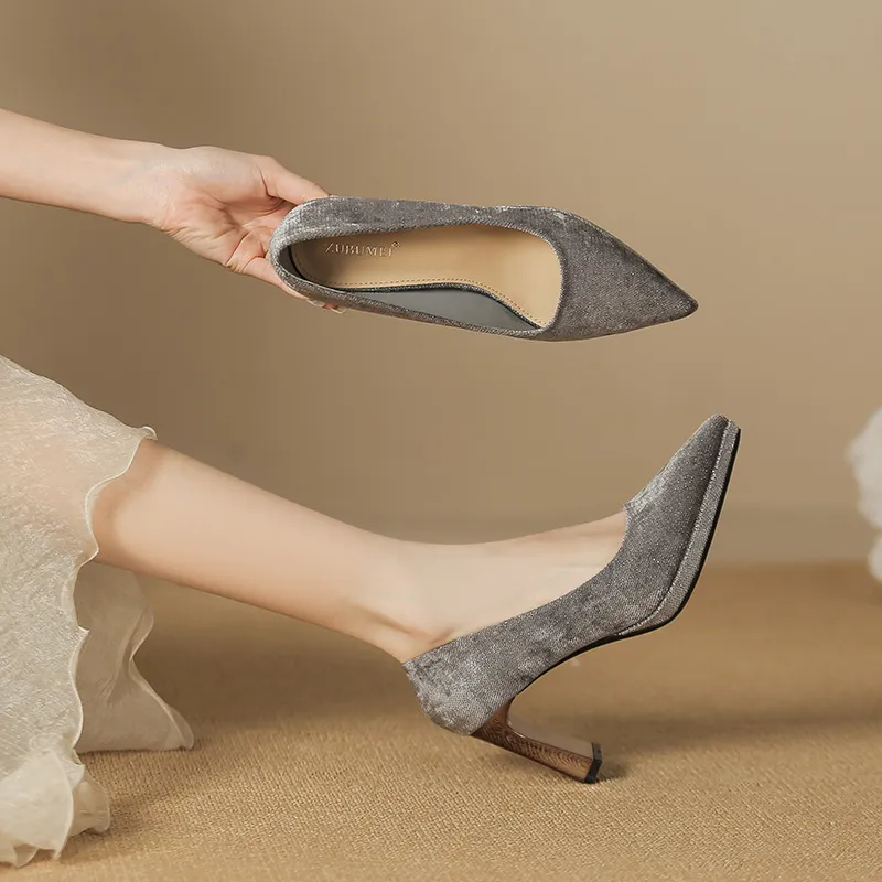 Zubumei Chunky Heel High Heels 8CM Women's-9
