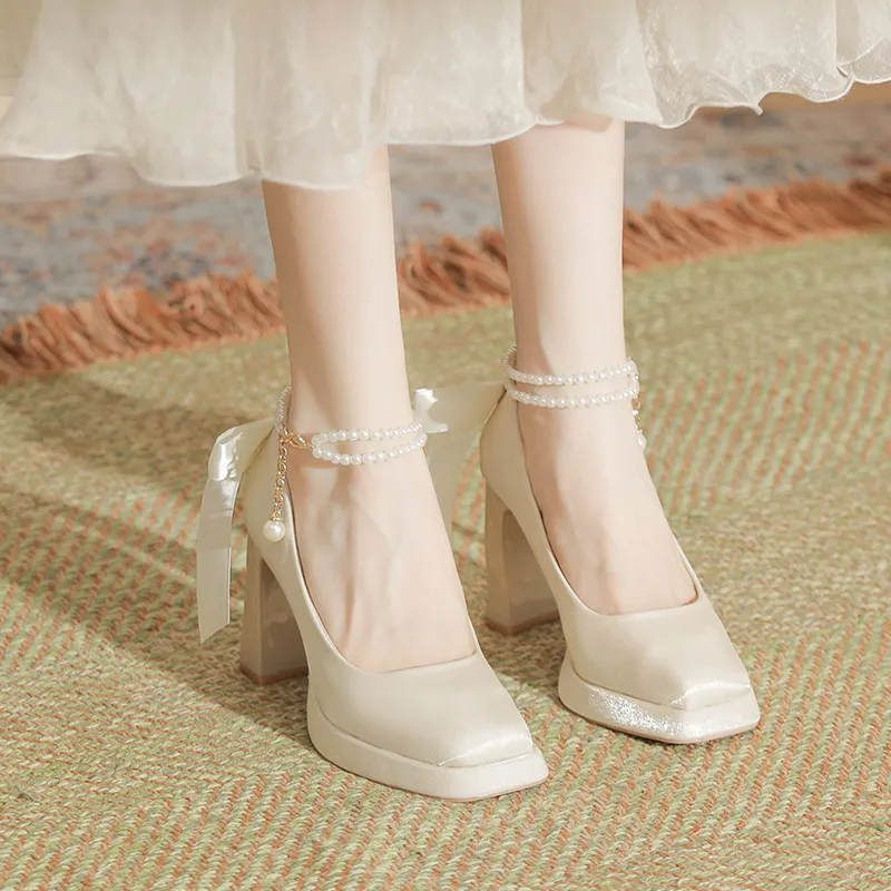 Zubumei Chunky Heel High Heels Women's-20