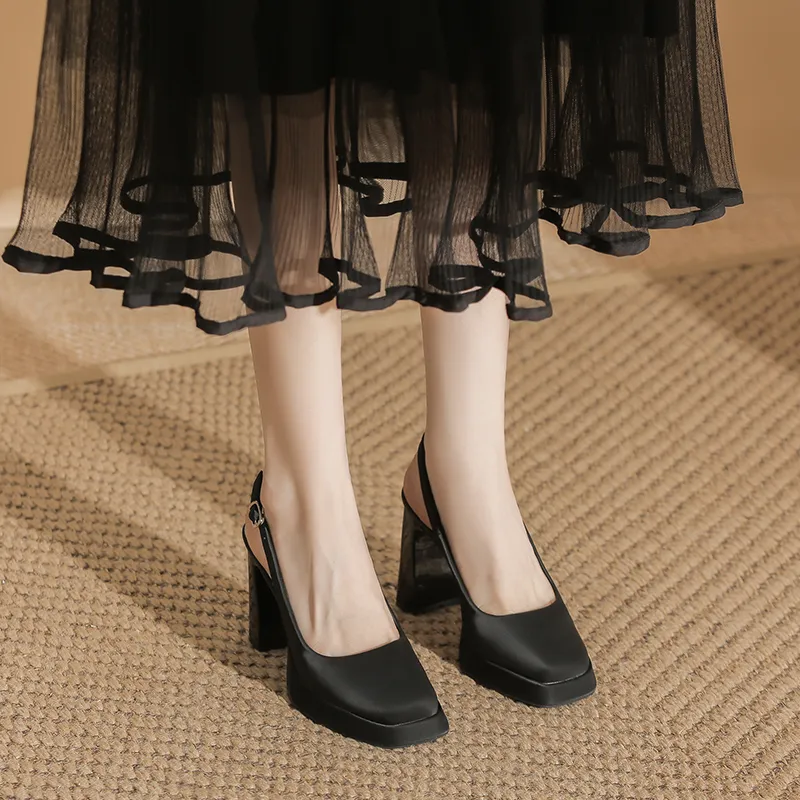 Zubumei High Heels Women's Black, Ecru-1