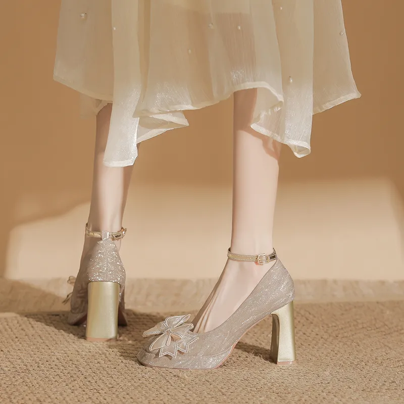 Zubumei High Heels Women's Silver, Champagne-9