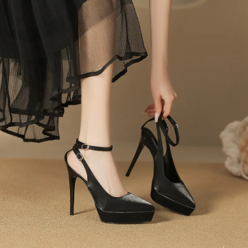 Zubumei Slim Heel High Heels 12CM Women's Black-1