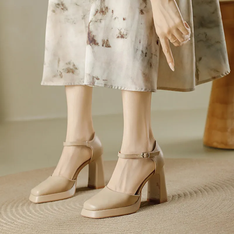 Zubumei Chunky Heel High Heels Women's-11