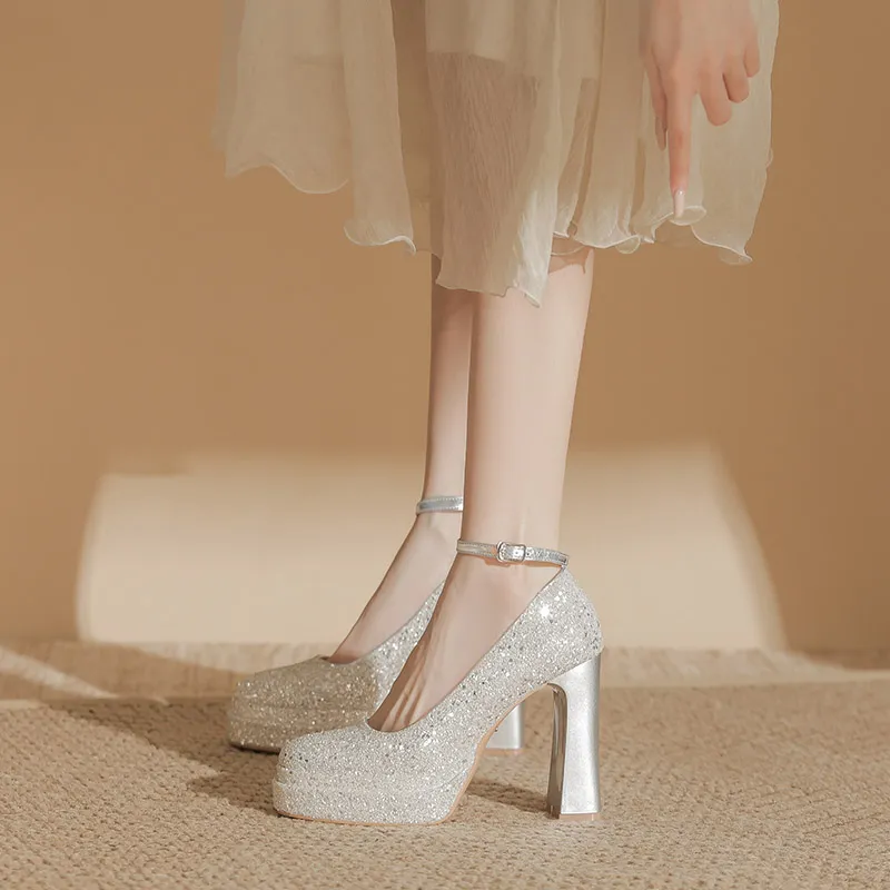 Zubumei Chunky Heel High Heels 11CM Women's-2