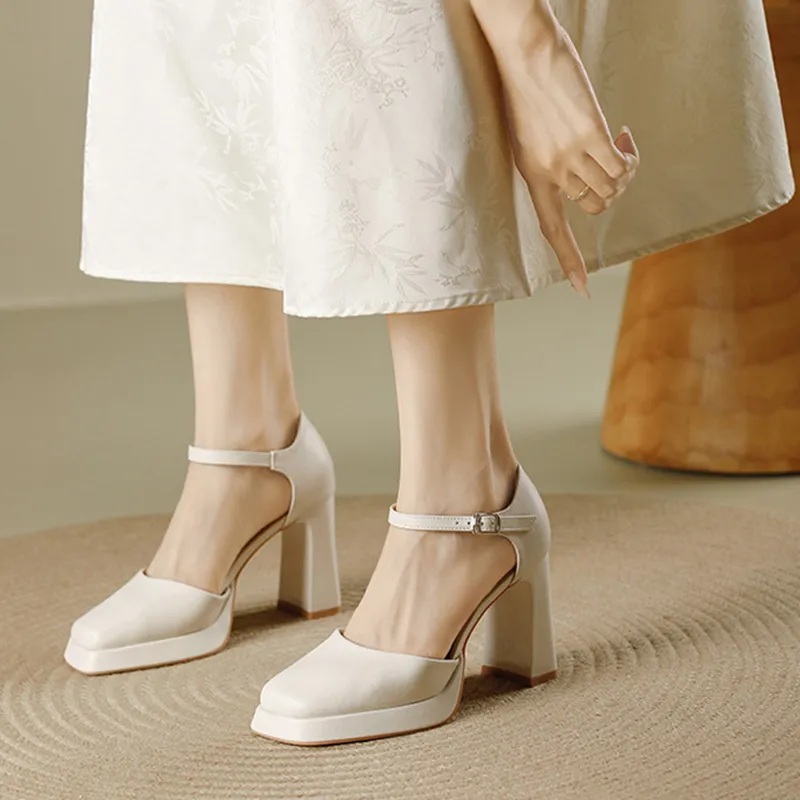 Zubumei Chunky Heel High Heels Women's-4