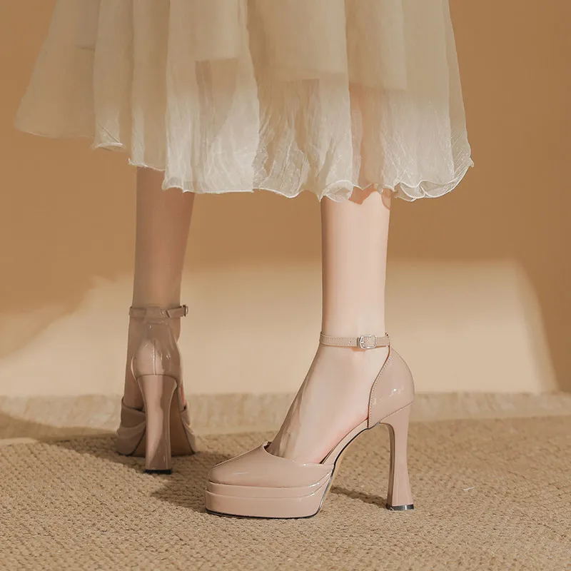Zubumei High Heels Women's Black, Ecru, Nude-15