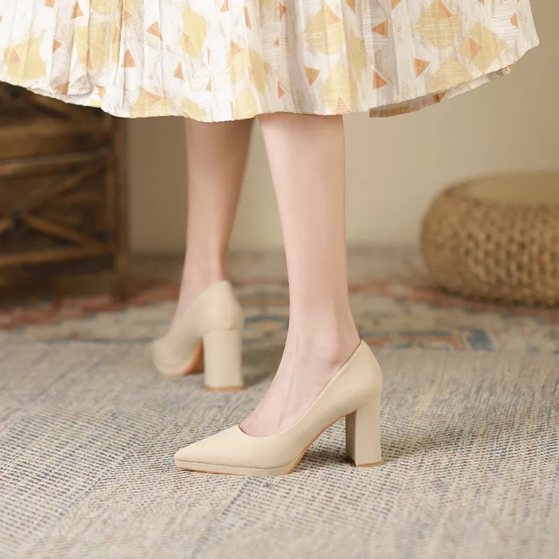 Zubumei Chunky Heel High Heels 8cm Women's-2