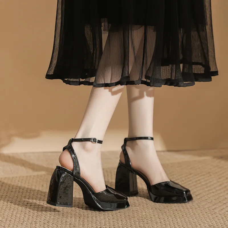 Zubumei Chunky Heel High Heels 9CM Women's-10