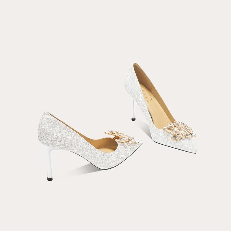 Zubumei High Heels Women's White, Champagne-2