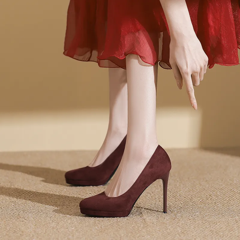 Zubumei Slim Heel High Heels 10CM Women's-11