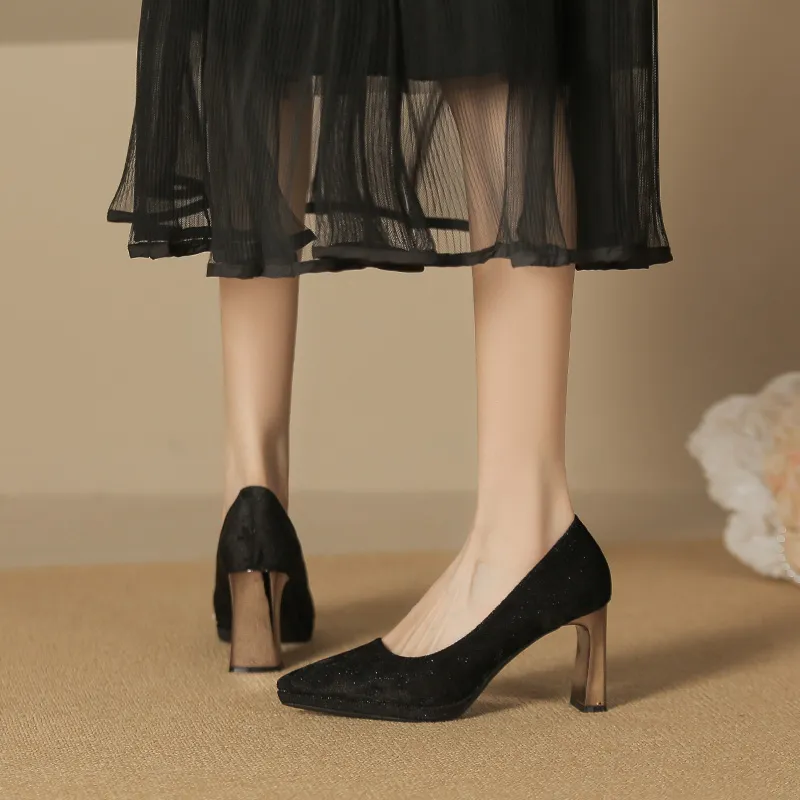 Zubumei Chunky Heel High Heels 8CM Women's-5