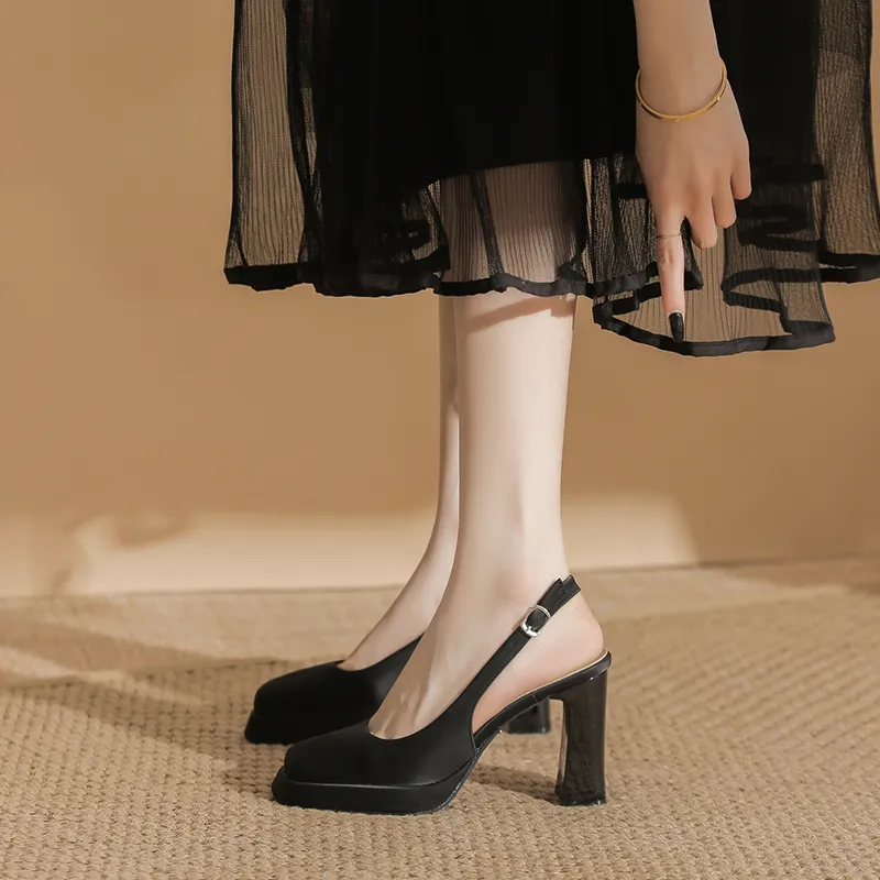 Zubumei High Heels Women's Black, Ecru-5