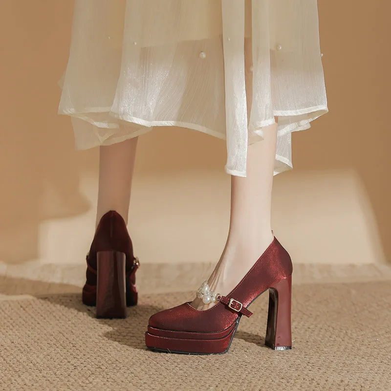 Zubumei Chunky Heel High Heels 11CM Women's-11