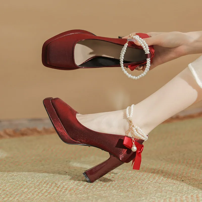 Zubumei Chunky Heel High Heels Women's-13
