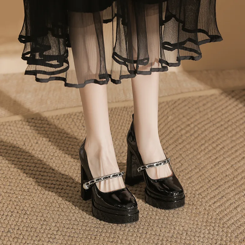 Zubumei Chunky Heel High Heels 11CM Women's-15
