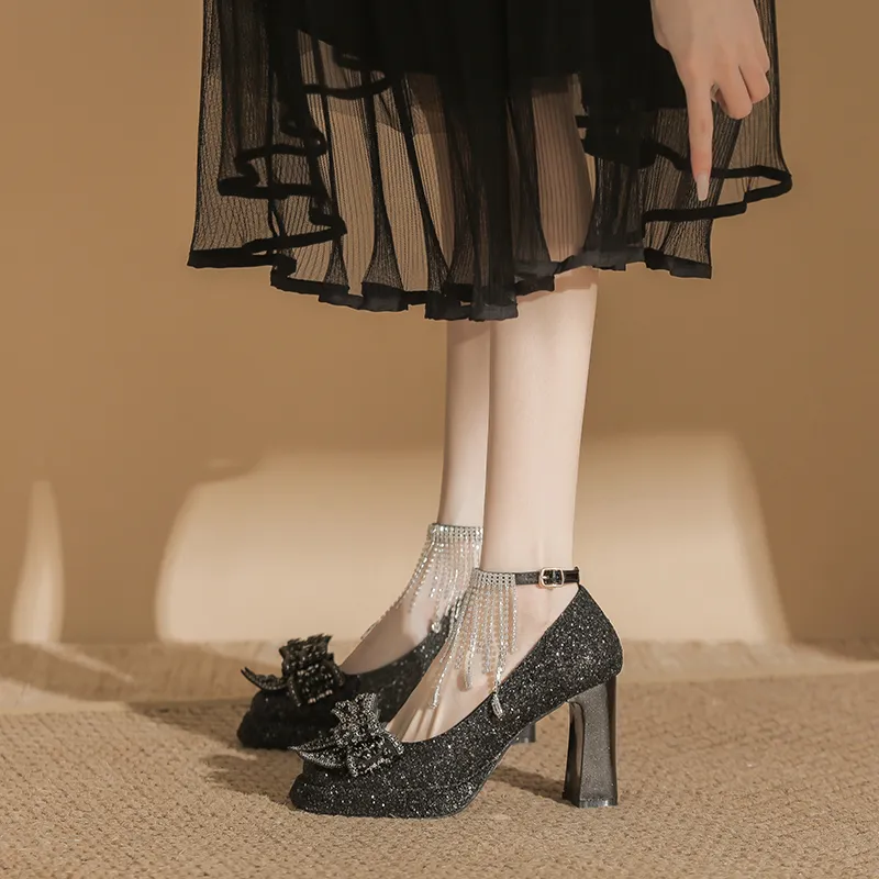 Zubumei Chunky Heel High Heels Women's-3
