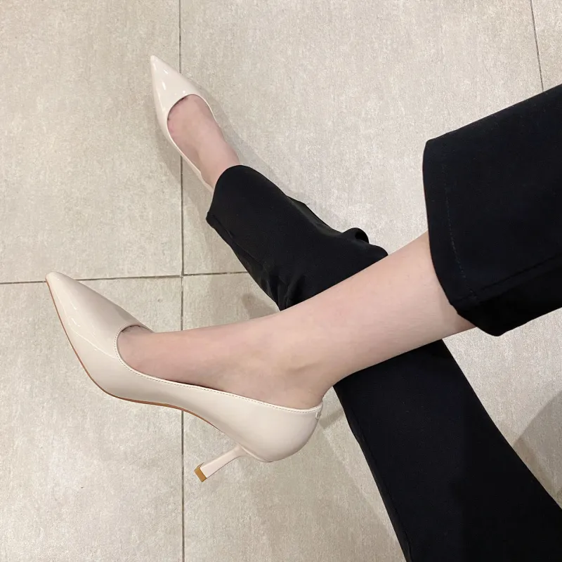 Zubumei Slim Heel High Heels 7.5cm Women's Black-1