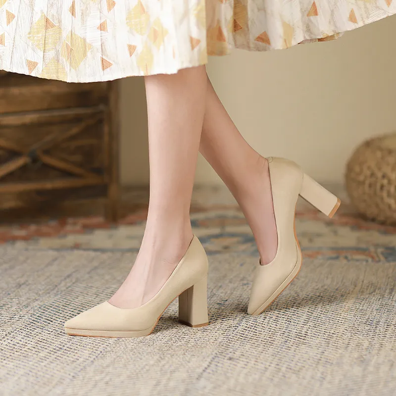 Zubumei Chunky Heel High Heels 8cm Women's-5