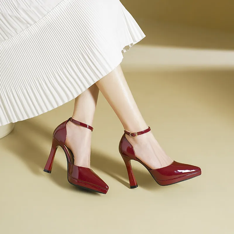 Zubumei Chunky Heel High Heels 10CM Women's-17