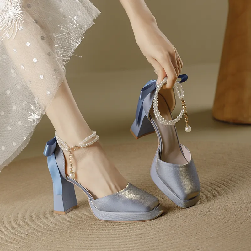 Zubumei Chunky Heel High Heels 7CM Women's-16