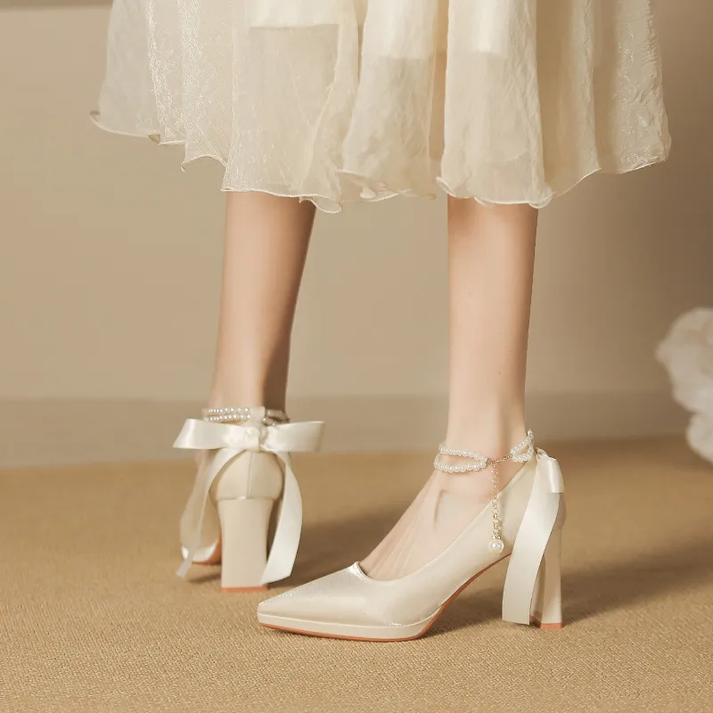 Zubumei Chunky Heel High Heels 8CM Women's-5