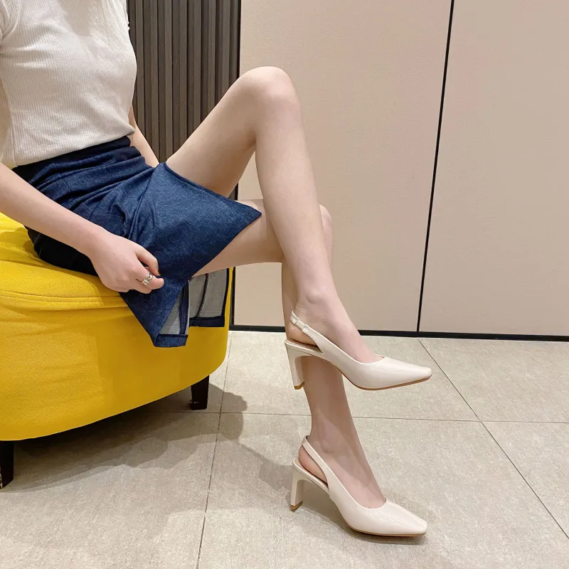 Zubumei Chunky Heel High Heels 7.5cm Women's-6