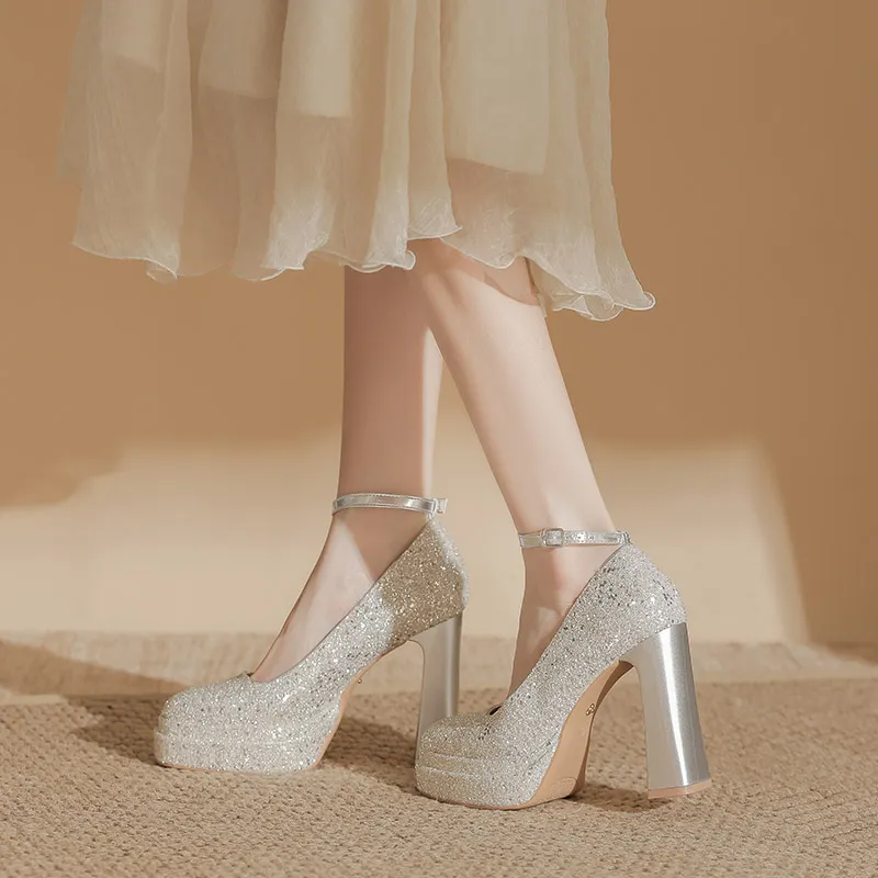 Zubumei Chunky Heel High Heels 11CM Women's-4