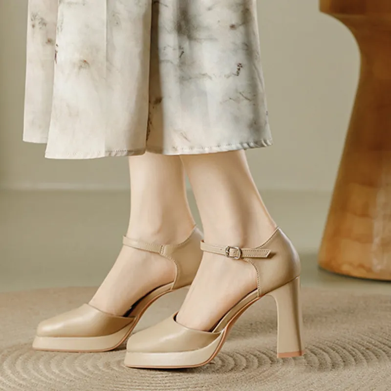 Zubumei Chunky Heel High Heels Women's-10