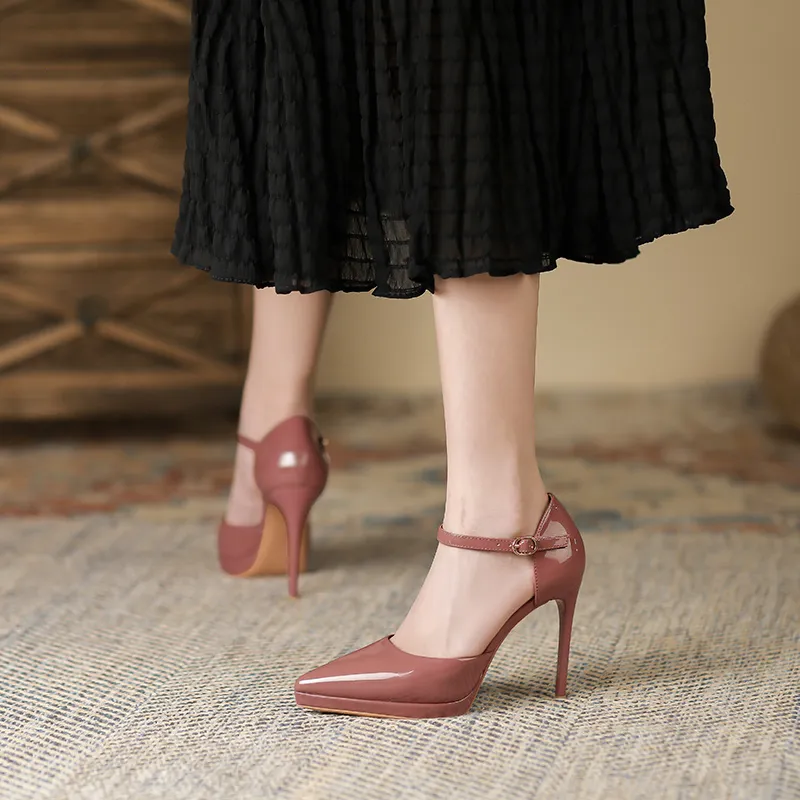Zubumei Slim Heel High Heels 10cm Women's-12