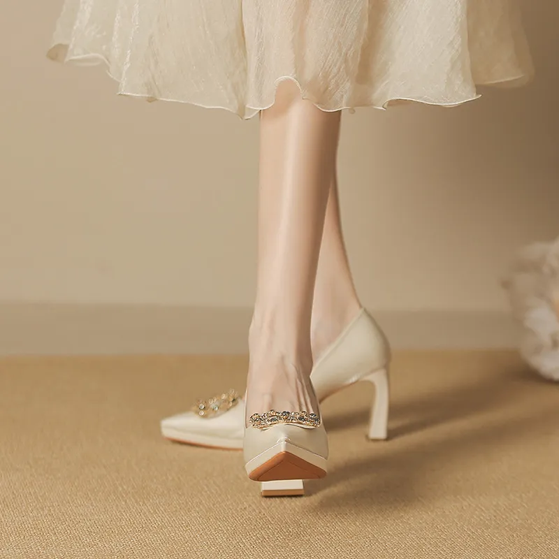 Zubumei Chunky Heel High Heels 8CM Women's-7