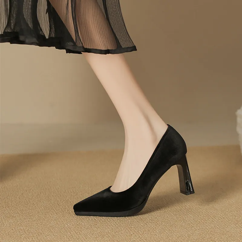 Zubumei Chunky Heel High Heels 8CM Women's-4