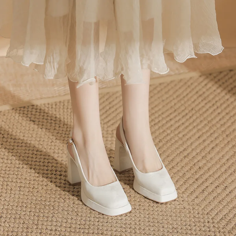 Zubumei Chunky Heel High Heels 9cm Women's-7