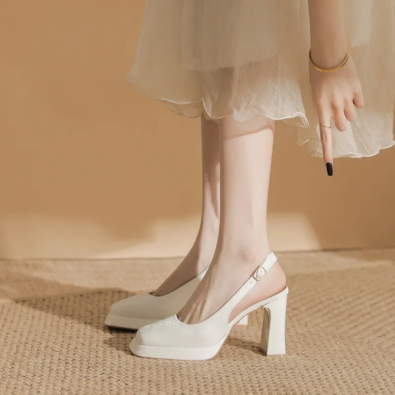 Zubumei Chunky Heel High Heels 9cm Women's-10