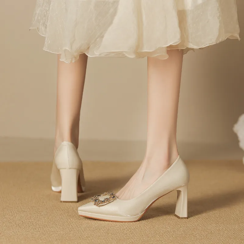 Zubumei Chunky Heel High Heels 8CM Women's-5