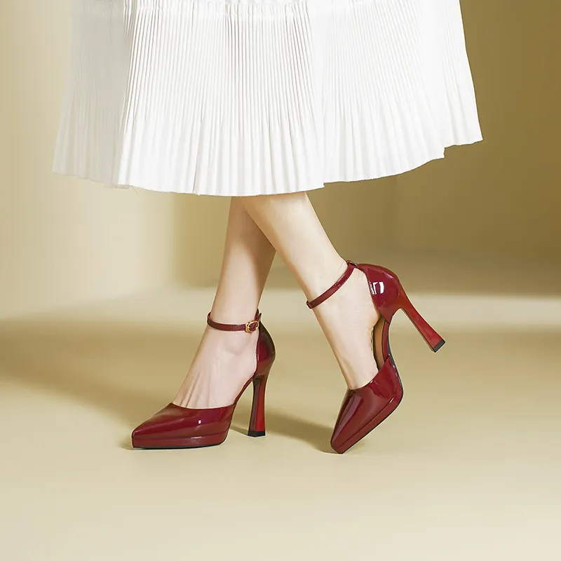 Zubumei Chunky Heel High Heels 10CM Women's-18