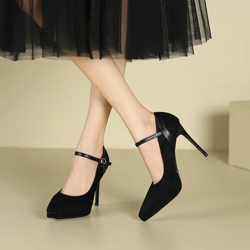 Zubumei Slim Heel High Heels 10CM Women's-5