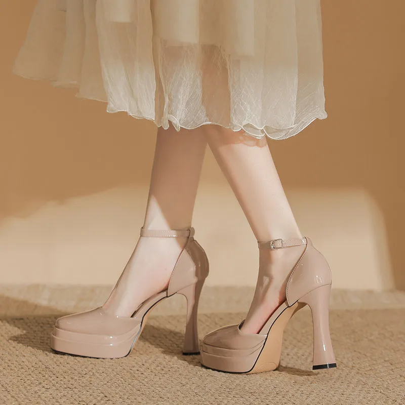 Zubumei High Heels Women's Black, Ecru, Nude-16