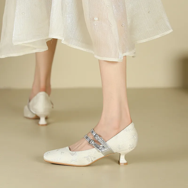 Zubumei Slim Heel High Heels 4CM Women's-12