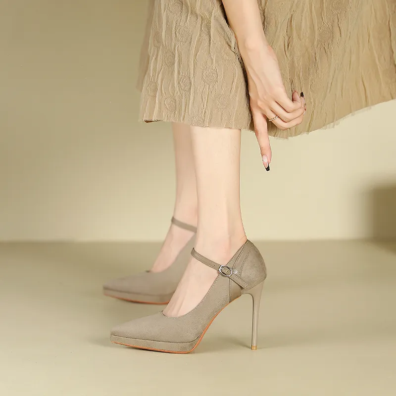 Zubumei Slim Heel High Heels 10CM Women's-11