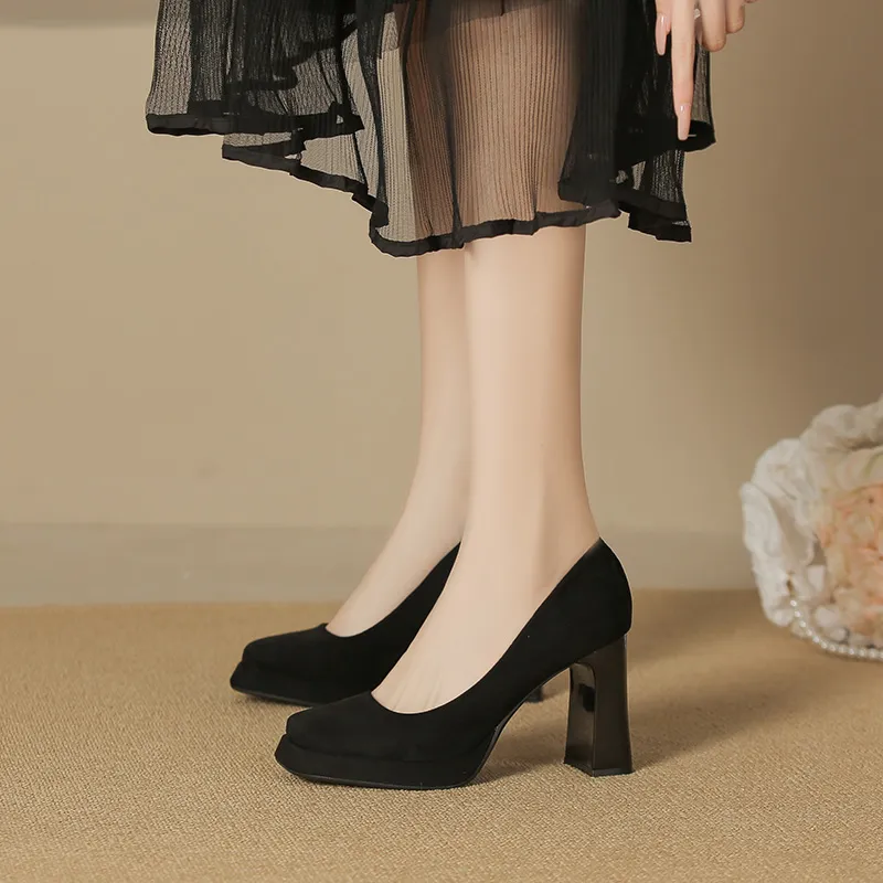 Zubumei Chunky Heel High Heels 8CM Women's-26