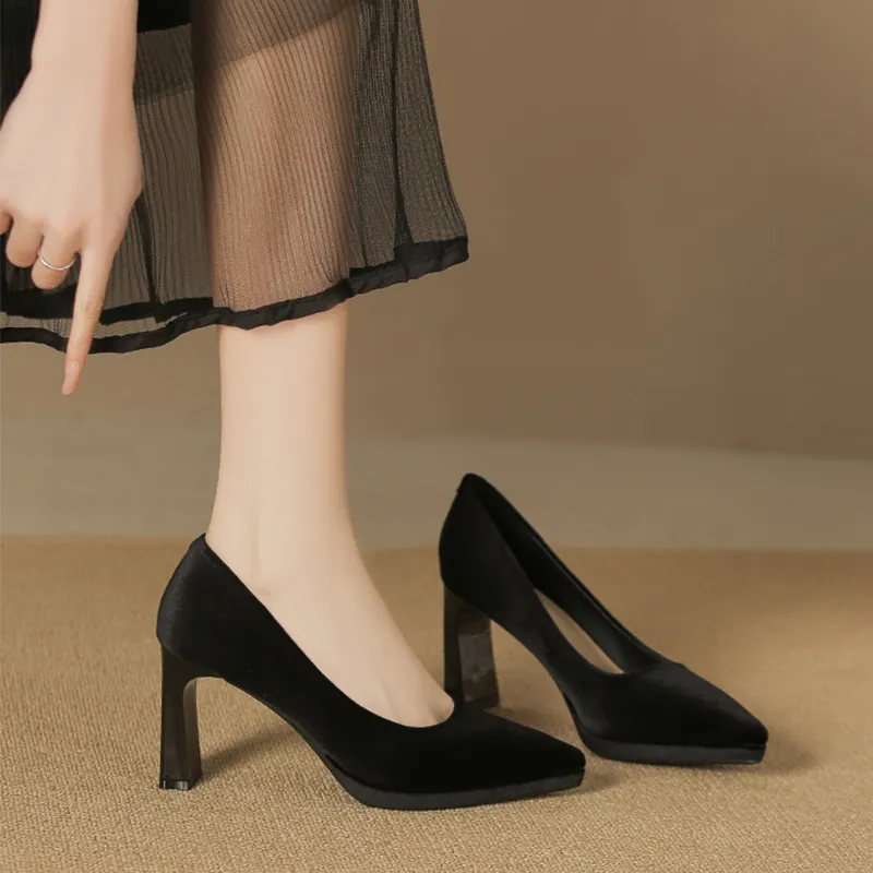 Zubumei Chunky Heel High Heels 8CM Women's-5