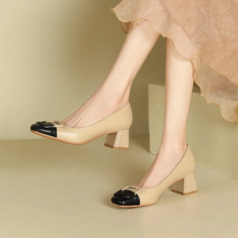 Zubumei Chunky Heel High Heels 5CM Women's-13