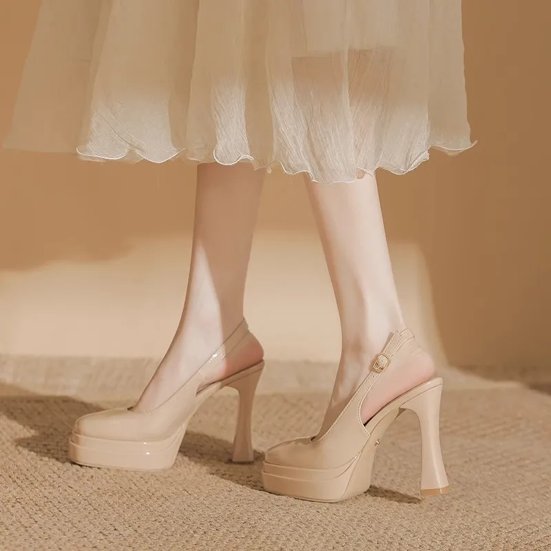 Zubumei High Heels Women's Black, Nude-7