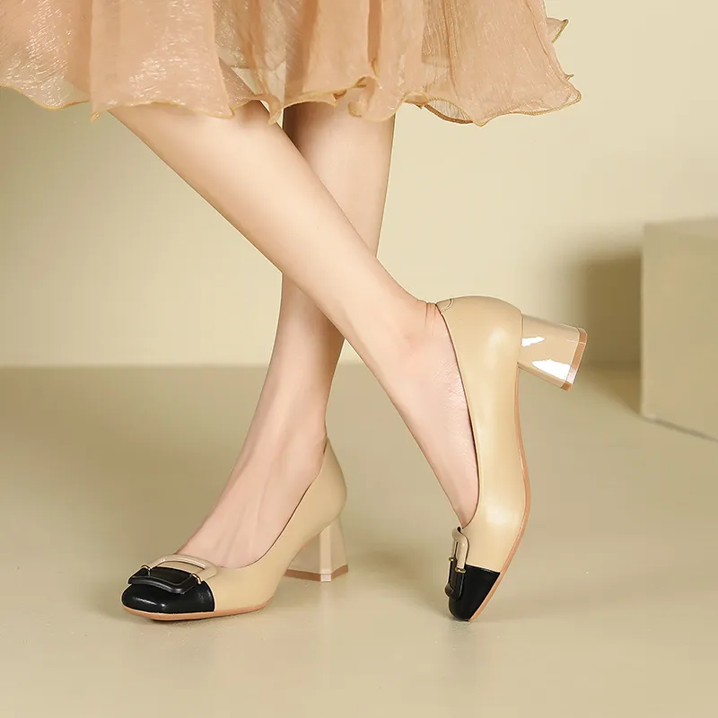 Zubumei Chunky Heel High Heels 5CM Women's-12
