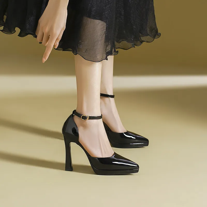Zubumei Chunky Heel High Heels 10CM Women's-6
