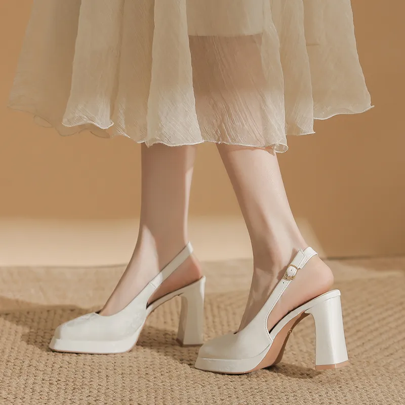 Zubumei Chunky Heel High Heels 9cm Women's-9