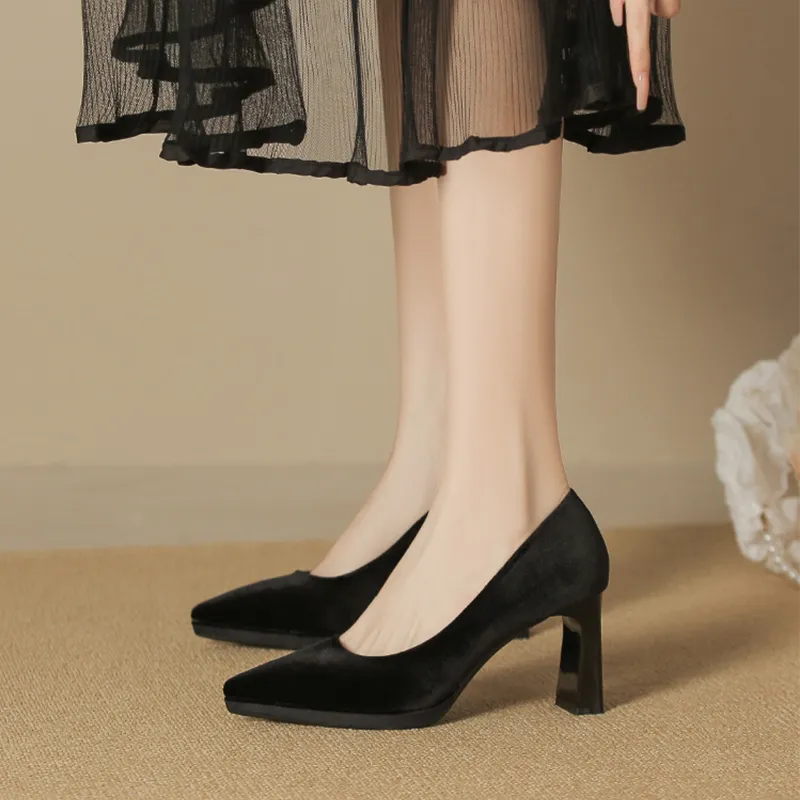 Zubumei Chunky Heel High Heels 8CM Women's-1
